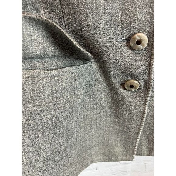 HERBERT GROSSMAN designed by CYNTHIA SOBEL gray wool embroidered jacket blazer 8 - Picture 3 of 7